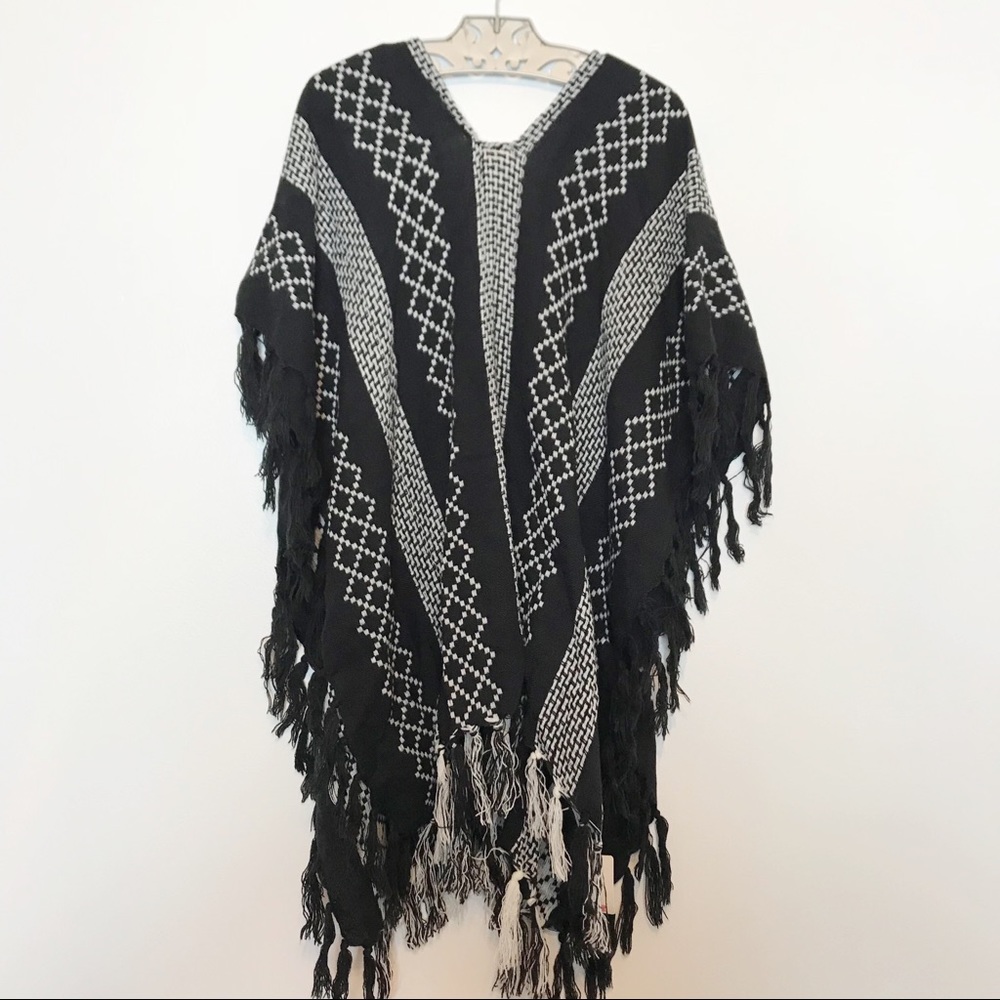 Black and White Bohemian Poncho